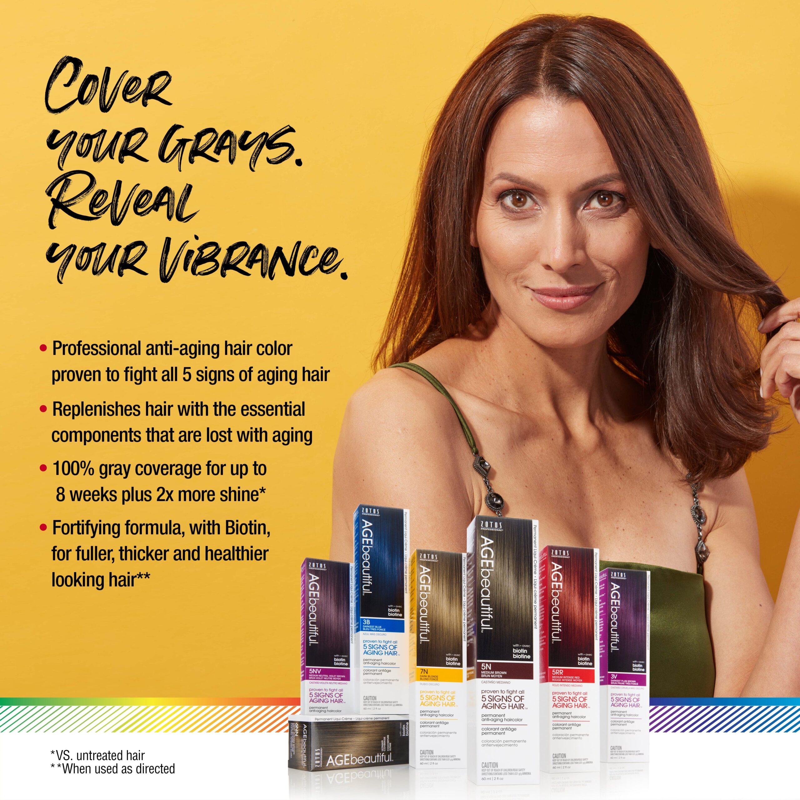 AGEbeautiful is professional anti-aging hair color proven to fight all 5 signs of aging hair. 100% gray coverage. Fuller, thicker and healthier looking hair when used as directed.